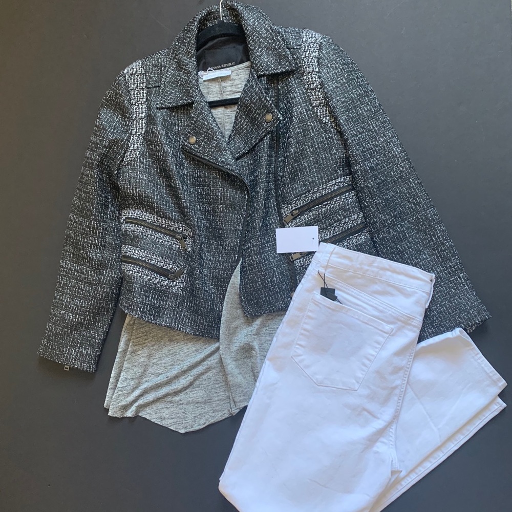Chic Banana Republic Tweed Moto Jacket